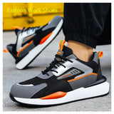Work shoes with steel toe anti puncture working with protection anti-slip safety sneakers light weight MartLion   