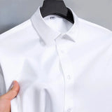 Anti-Wrinkle  Shirts Long Sleeve Dress Shirts  Slim Fit  Social  Blouse White Office Shirt MartLion 2 45-55kg 38 