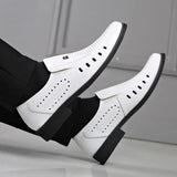 Summer Genuine Leather Shoes Men's Sandals White Flat Soft Leather Brand Footwear MartLion   