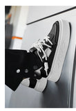 Classic Low-top Sneakers Men's White and Black Lace-Up Vulcanized Sneaker Leather Casual Shoes MartLion   