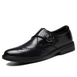 100% Genuine Leather Shoes Men's Dress Shoes Formal Oxfords Sapato Social Masculino Mart Lion Black glossy 5.5 