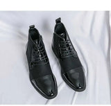 Black White Formal Shoes for Men Pointed Toe Leather Wedding Shoes High-top Dress Shoes Zapatos De Cuero MartLion   