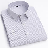 Men's Classic Long Sleeve Print/striped Basic Dress Shirts Single Patch Pocket 65% Cotton Standard-fit Office Shirt Mart Lion 65-20 41 