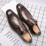 British Style Men's Dress Shoes Formal Split Leather Footwear Buckle Strap Oxfords Mart Lion   