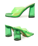 Liyke PVC Transparent Crystal Clear Heels Women Slippers Outdoor Square Open Toe Summer Sandal Shoes Female Mules Mart Lion   