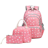 3 Pcs Set Children's Backpacks Cute Student School Bag for Girls Waterproof With Lunch Pencil Case MartLion Pink  