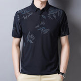 Summer Men's T Shirt Casual Print Short Sleeve Tshirt for Silm Fit Turn-down Collar Mart Lion navy M 50-60 KG 