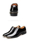 Men's Premium Patent Leather Shoes White Wedding Black Leather Low Top Soft Dress Solid Color