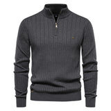 Zipper Mock Neck Pullover Sweaters for Men Warm Winter Cotton Knitted Men's Sweaters MartLion   