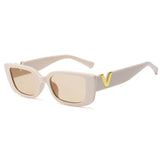 Rectangle Sunglasses Women Vintage Small Frame Ladies Classic Black Square Eyeglasses MartLion beige V show as picture 