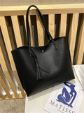 Women Single Shoulder Bag Casual Large Capacity Pu Lychee Pattern Tassel Outdoor Simple Tote MartLion CHINA Black 