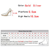 Rhinestones PVC Transparent Women Pumps Sandals Gold Pointed Toe Clear High Heels Stilettos Wedding Stripper Shoes Mart Lion   