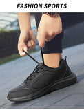 Men's Sneakers Social Men's Safety Shoes Leather Casual Black Casual Casual Running MartLion   