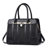 Leather Handbags Women Casual Female Bags Trunk Tote Shoulder Ladies Bolsos Mart Lion black  NV89 30x14x23cm 
