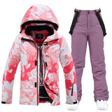 Letter Women Ski Suit Winter Windproof Waterproof Snowboard Jacket Pants Snow Walking Clothes Female Snowsuit MartLion