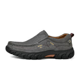 Golden Sapling Men's Loafers Genuine Leather Casual Shoes Retro Platform Flats Leisure Slip-on Footwear Party MartLion Dark Grey 39 