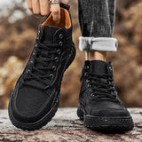  Outdoor Hiking Shoes for Men's Autumn Winter Boots Hand Stitched Optional Plush Non-slip High Top Casual Sports MartLion - Mart Lion