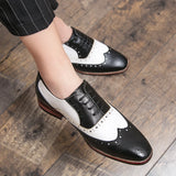 Men's Luxury Shoes Brogue Lace-up Casual British Style Contrast Color Oxford Office MartLion   