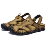 Men's Leather Sandals Summer Classic Shoes Slippers Soft Roman Outdoor Walking Footwear Mart Lion   