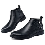 White Formal Chelsea Mens Boots Round Toe Low Heel Ankle Boots Side Zipper Leather Cowboy Boots MartLion