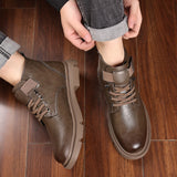 Casual Warm Leather Shoes Waterproof Ankle Boots Trendy Men's Shoes Anti-slip Cotton MartLion   