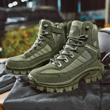 Fujeak Men's Military Tactical Boots Autumn Winter Waterproof Leather Desert Safty Work Shoes Combat Ankle Mart Lion   