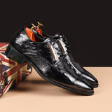 Men's Classic British Leather Shoes Lace-Up Pointed Toe Dress Office Flats Wedding Party Oxfords Mart Lion   