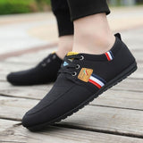 Men's Casual Shoes Brand Breathable British Sneakers Lace Up Soft Flats Driving White Black Peas Mart Lion   