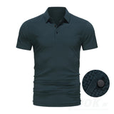 Tall Men's Golf Shirt Lop-up Hollow Short-sleeved Shirt MartLion Navy Blue EUR XS  -40-55kg 