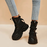 Chunky Platform Vulcanized Shoes Women Spring Lace-Up Non-Slip Motorcycle Boots Breathable Thick Bottom MartLion   