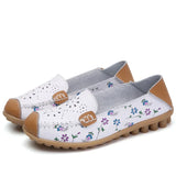 Women flat shoes ballet summer flower print genuine loafers ladies flats MartLion