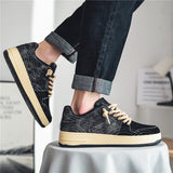 Men's Canvas Shoes Vintage Denim Vulcanized Sneakers Espadrilles Platform Casual Sneakers Mart Lion   