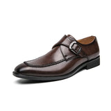 British Style Men's Dress Shoes Formal Split Leather Footwear Buckle Strap Oxfords Mart Lion Brown 38 