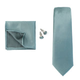 Solid Colors Ties Handkerchief Cufflink Set Men's 7.5cm Slim Necktie Set Party Wedding Accessoreis Gifts MartLion THC-38F  