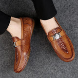 Luxury Genuine Leather men's shoes Crocodile pattern Moccasin Leisure Drive shoes British Style Loafers Zapatos Hombre MartLion   