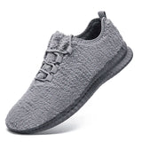 Men's Faux Fur Cotton Shoes Plush Thickened Anti-skid Light  Warm Sports Soft Winter Sneakers MartLion GRAY 40 