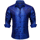 Luxury Men's Long Sleeve Shirts Red Green Blue Paisley Wedding Prom Party Casual Social Shirts Blouse Slim Fit Men's Clothing MartLion