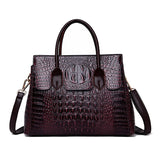 Women Handbag Genuine Leather Bags Crocodile Luxury Handbags Designer Crossbody Female Retro Tote Handbags Mart Lion NVBAO73  purple  