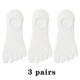 3 Pairs Men's Open Toe Sweat-absorbing Boat Socks Cotton Breathable Invisible Ankle Short Socks Elastic Finger Mart Lion 3 white  