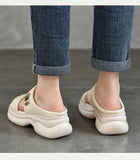 with thick soles wearing sheepskin women's slippers summer leather platform shoes MartLion   