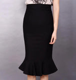 Female Lotus Leaf Pack Hip Fish Skirt Waist Stretch One Step Skirt MartLion black M 