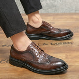 Brogue Men's Dress Shoes Soft Split Leather Footwear Crocodile Oxfords Elegant Sapato Social Masculino Mart Lion   