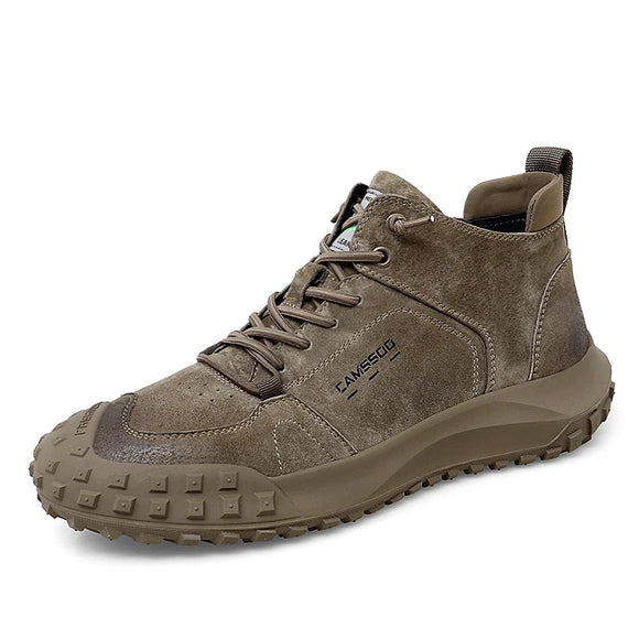 Golden Sapling Retro Men's Boots Platform Shoes Outdoor Leisure Flats Leather Party Footwear Classics Work MartLion Khaki 43 