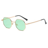 Square Design Sunglasses Woman Vintage Retro Small Frame Luxury Polygon Glasses MartLion Green As Show 