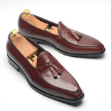 Leather Wedding Dress Shoes Elegant Tassel Loafers for Men MartLion   