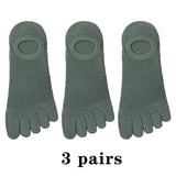 3 Pairs Men's Open Toe Sweat-absorbing Boat Socks Cotton Breathable Invisible Ankle Short Socks Elastic Finger Mart Lion 3 green  