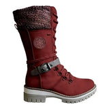 Boots Women's Waterproof Knee Snow Boots Botas de nieve impermeables MartLion Red 35