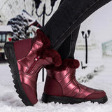 High Top Padded Warm Snow Boots Anti-slip Waterproof Women's Cotton Shoes Trend Outdoor Hiking MartLion   