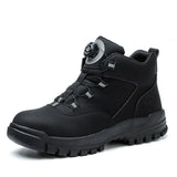 Work Shoes Men Safety Shoes Rotating Buttons Winter Protective Work Safety Boots MartLion Black 45 CHINA