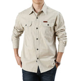  Autumn Coton Shirts Men's Long Sleeve Multi-Pocket Cargo Shirt Solid Color Casual Outdoor Colthing Shirt MartLion - Mart Lion